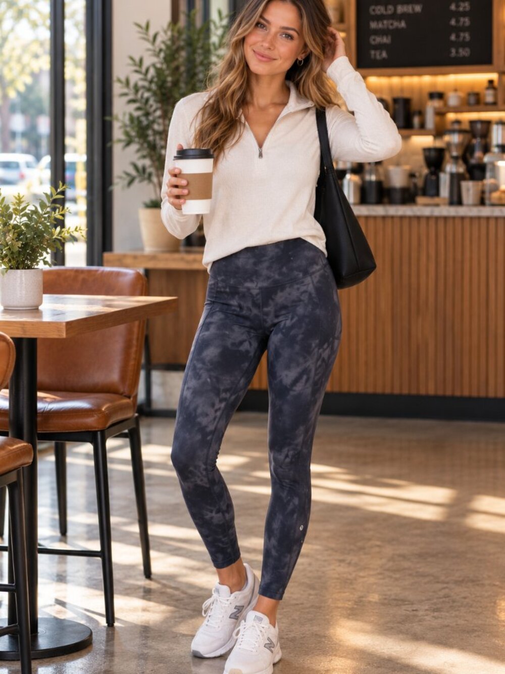 Lululemon Tie Dye Leggings Womens 4 Black Gray High Rise Full Length